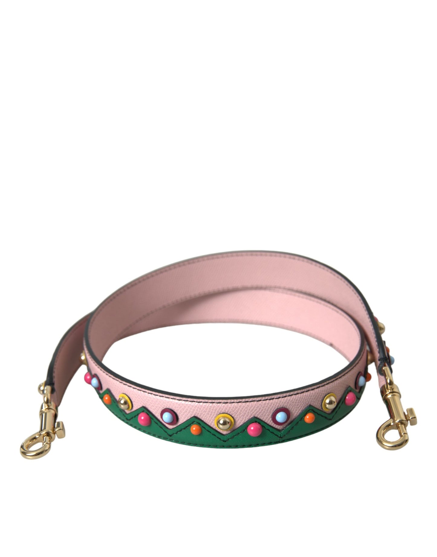 Shoulder Strap by Dolce & Gabbana for unisex in goat & lamb leather gold, green, multicolor & pink features a contemporary design, highlighting the distinctive style of the Goat Lamb Leather Shoulder Strap with a contemporary finish.