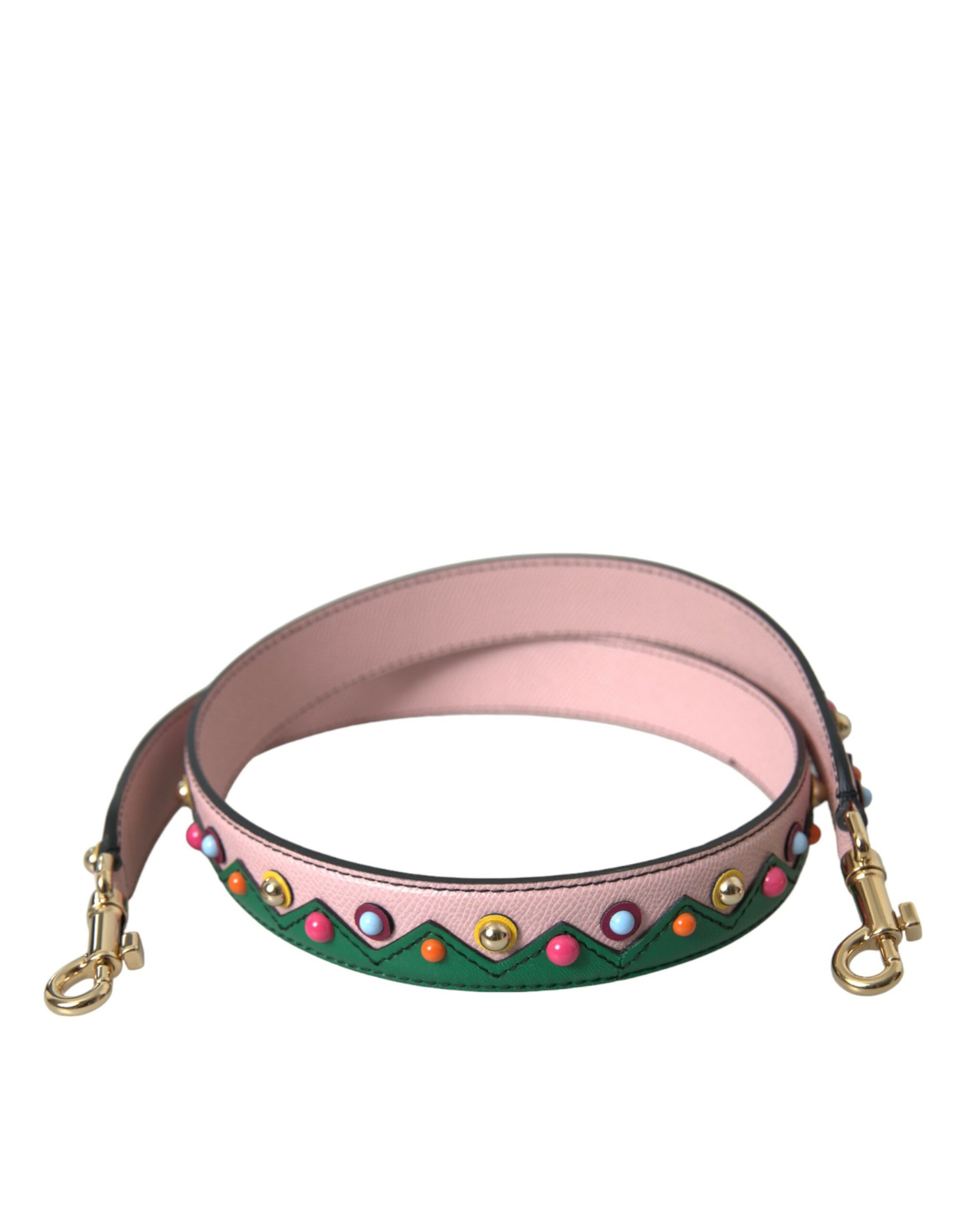 Shoulder Strap by Dolce & Gabbana for unisex in goat & lamb leather gold, green, multicolor & pink features a contemporary design, highlighting the distinctive style of the Goat Lamb Leather Shoulder Strap with a contemporary finish.