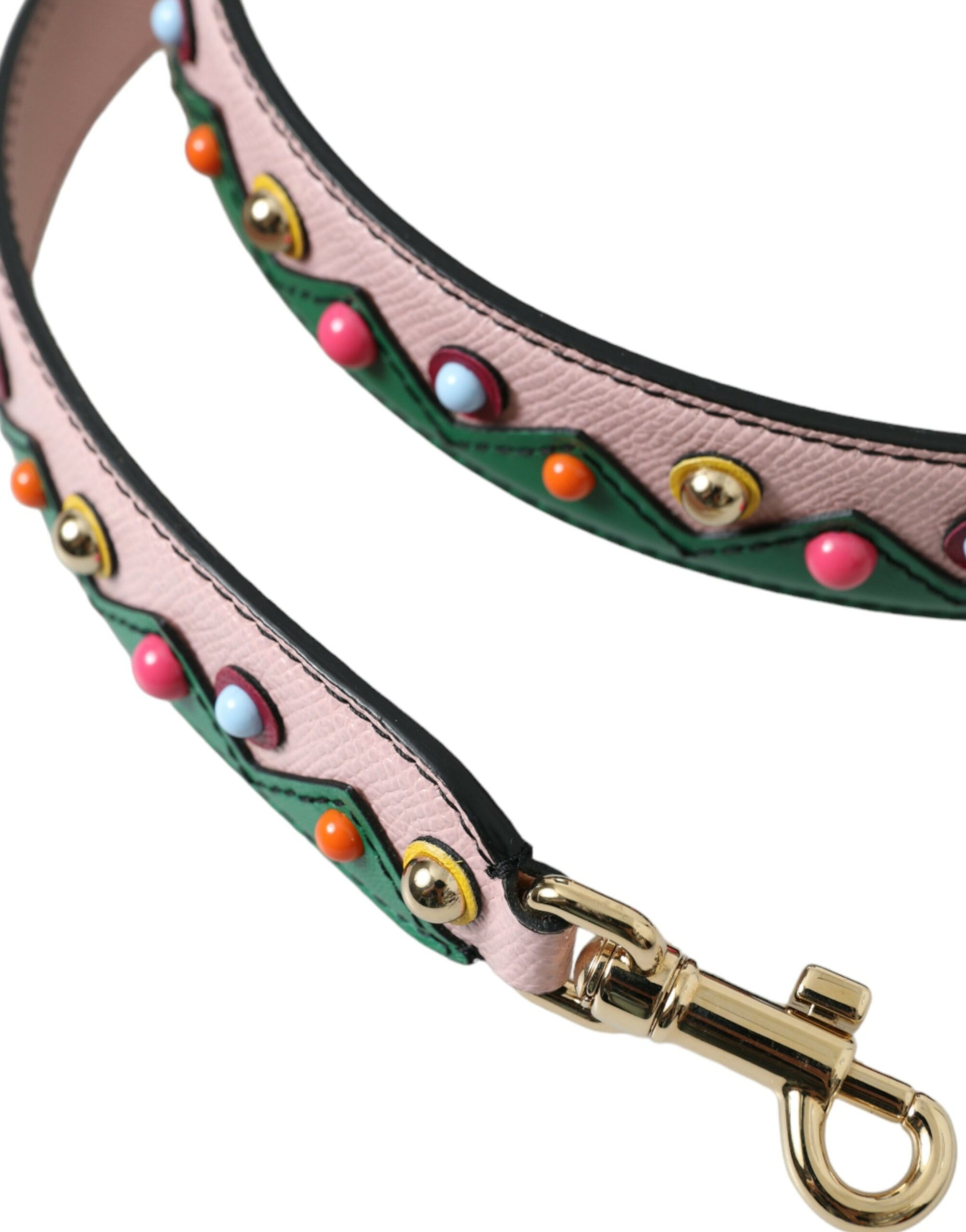 Shoulder Strap by Dolce & Gabbana for unisex in goat & lamb leather gold, green, multicolor & pink features a chic design, presenting a refined view of the Goat Lamb Leather Shoulder Strap with a chic finish.