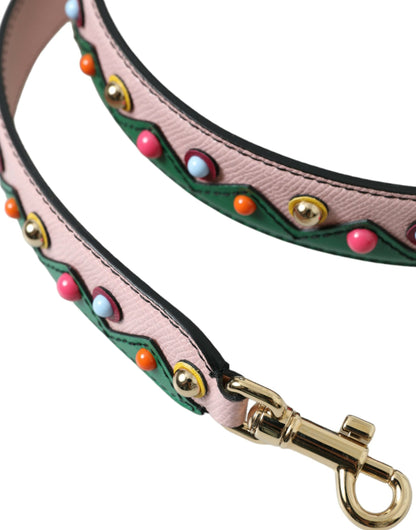Shoulder Strap by Dolce & Gabbana for unisex in goat & lamb leather gold, green, multicolor & pink features a chic design, presenting a refined view of the Goat Lamb Leather Shoulder Strap with a chic finish.