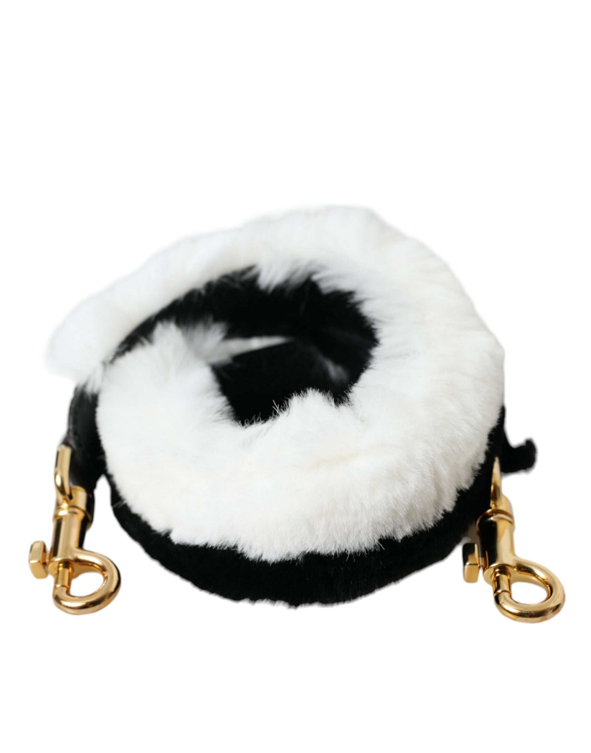 Shoulder Strap by Dolce & Gabbana for unisex in fur black, gold & white features a chic design, presenting a refined view of the Fur Shoulder Strap with a chic finish.