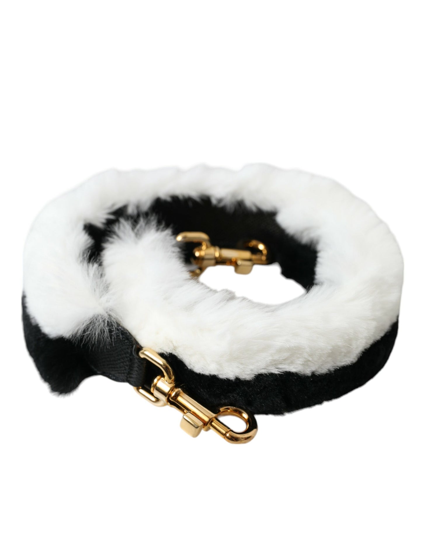 Shoulder Strap by Dolce & Gabbana for unisex in fur black, gold & white showcases a enviable design, perfect for elevating any ensemble as part of the Fur Shoulder Strap collection.