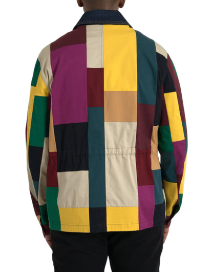 Dolce & Gabbana Men's Multicolor Patchwork Cotton Collared Jacket