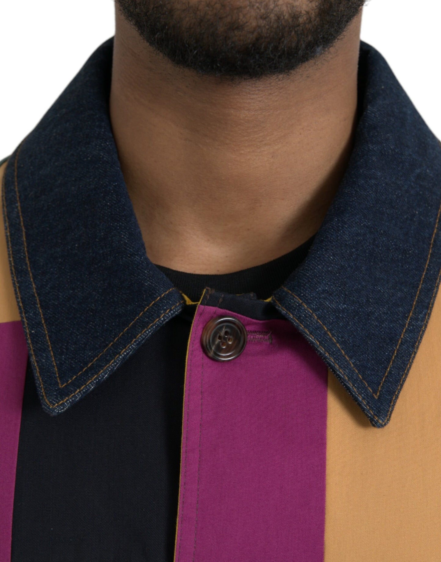 Dolce & Gabbana Men's Multicolor Patchwork Cotton Collared Jacket