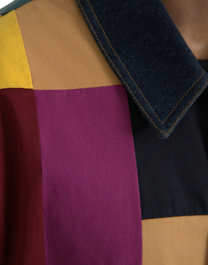 Dolce & Gabbana Men's Multicolor Patchwork Cotton Collared Jacket