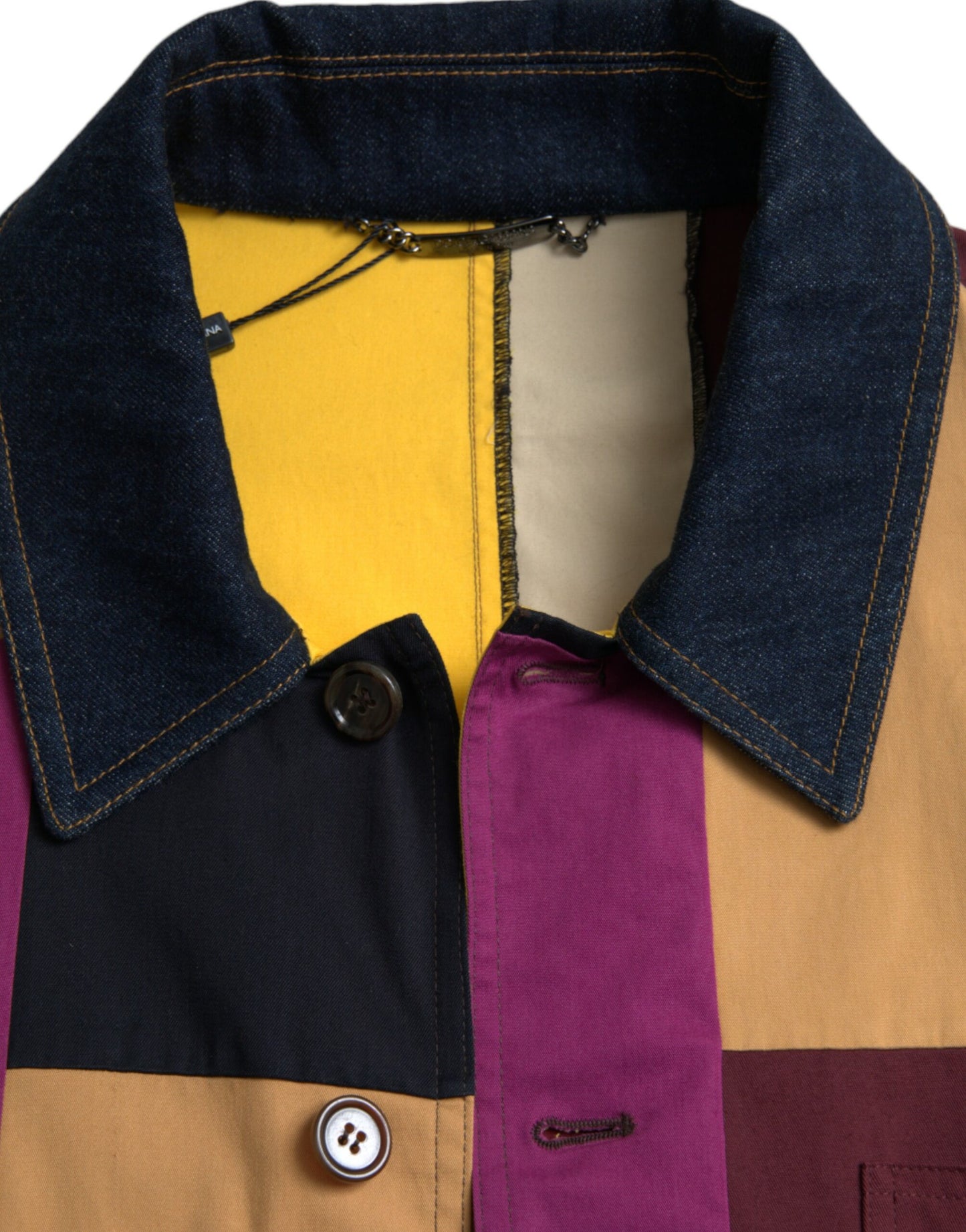 Dolce & Gabbana Men's Multicolor Patchwork Cotton Collared Jacket
