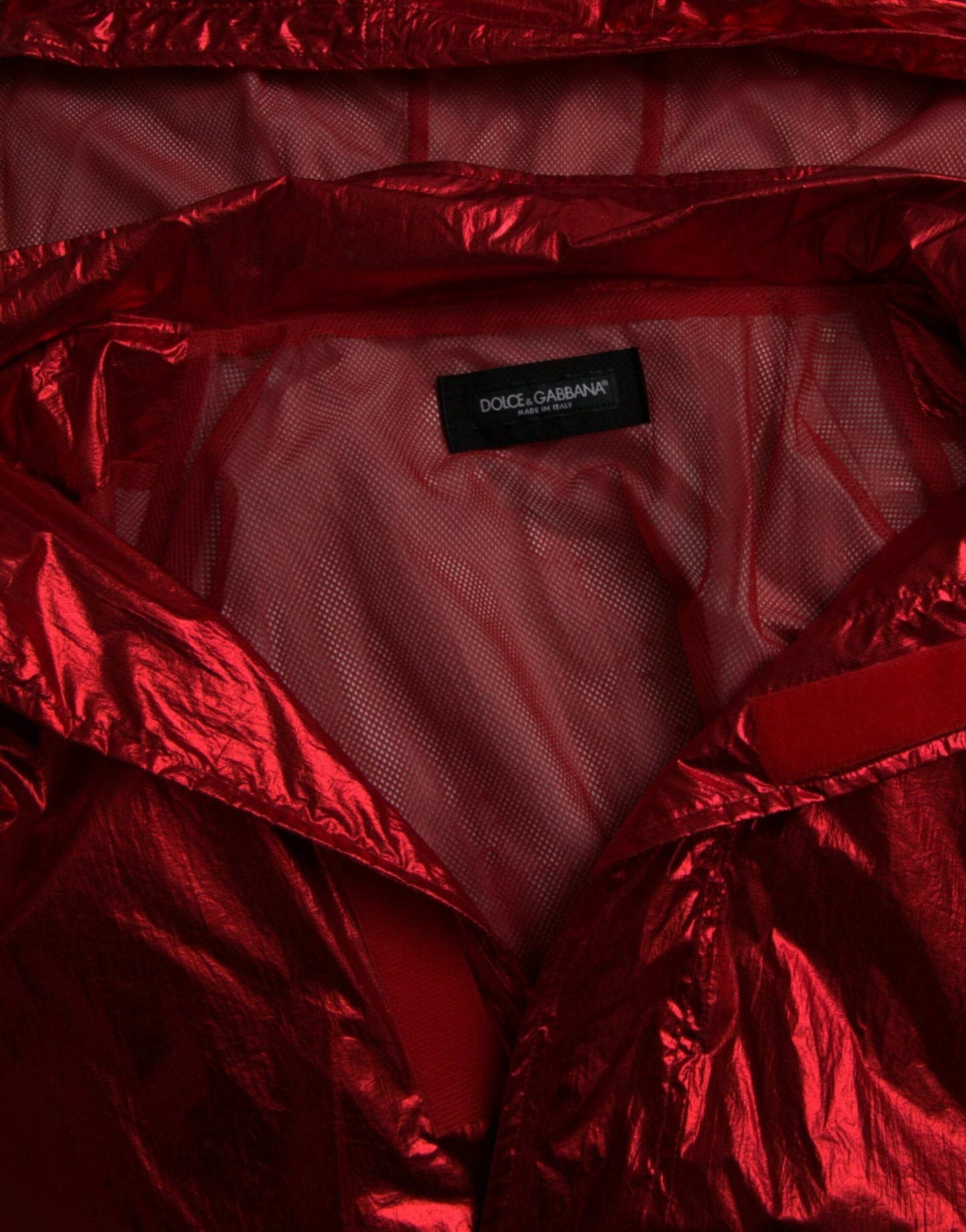 Dolce & Gabbana Men's Red Nylon Hooded Pullover Sweatshirt Jacket
