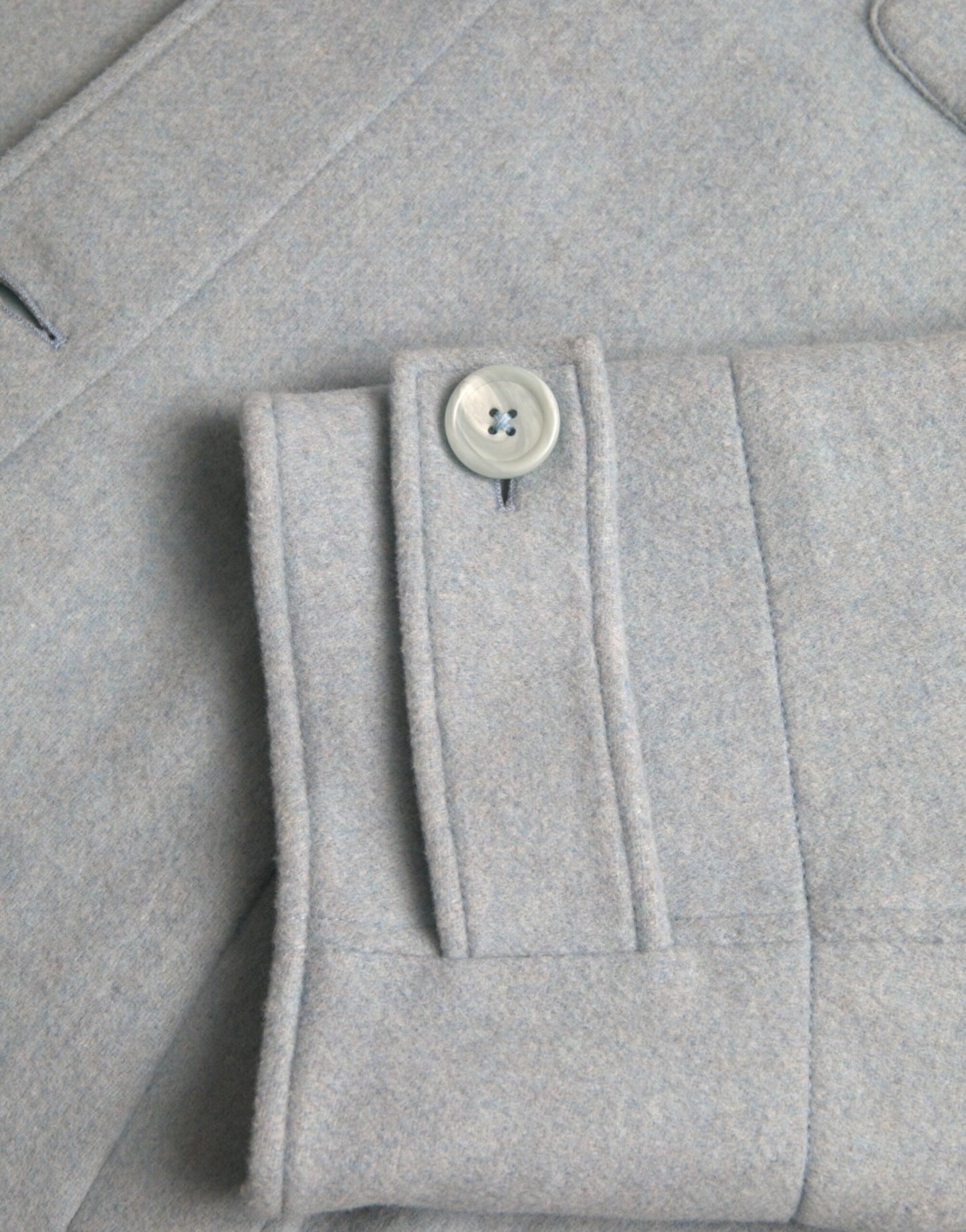 Dolce & Gabbana Men's Light Blue Wool Button Trench Coat Jacket