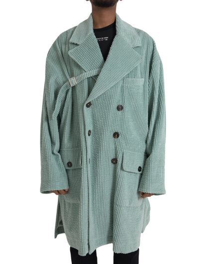 Dolce & Gabbana Men's Blue Double Breasted Corduroy Cotton Jacket