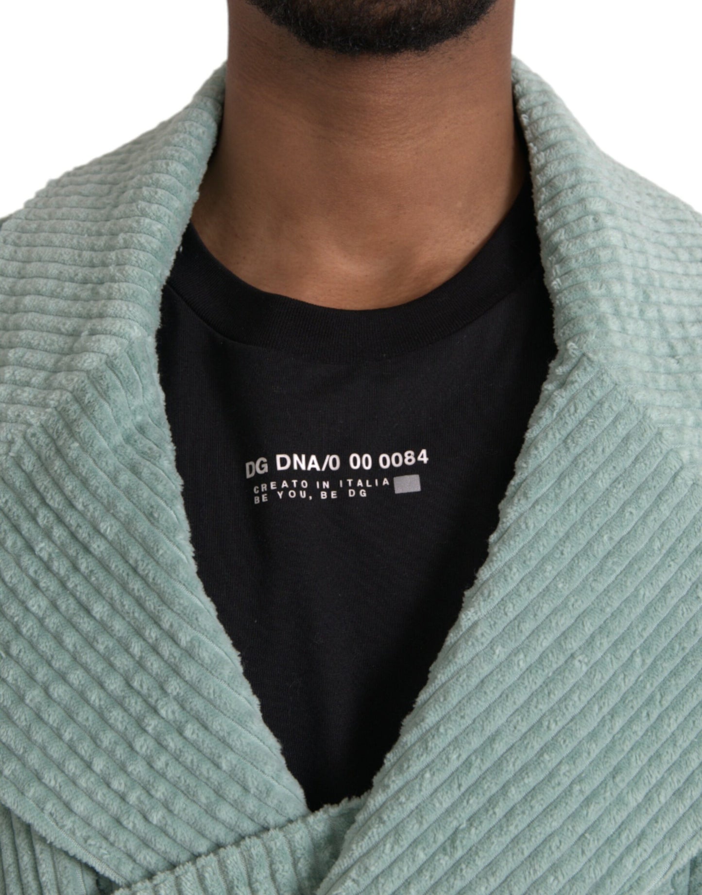 Dolce & Gabbana Men's Blue Double Breasted Corduroy Cotton Jacket