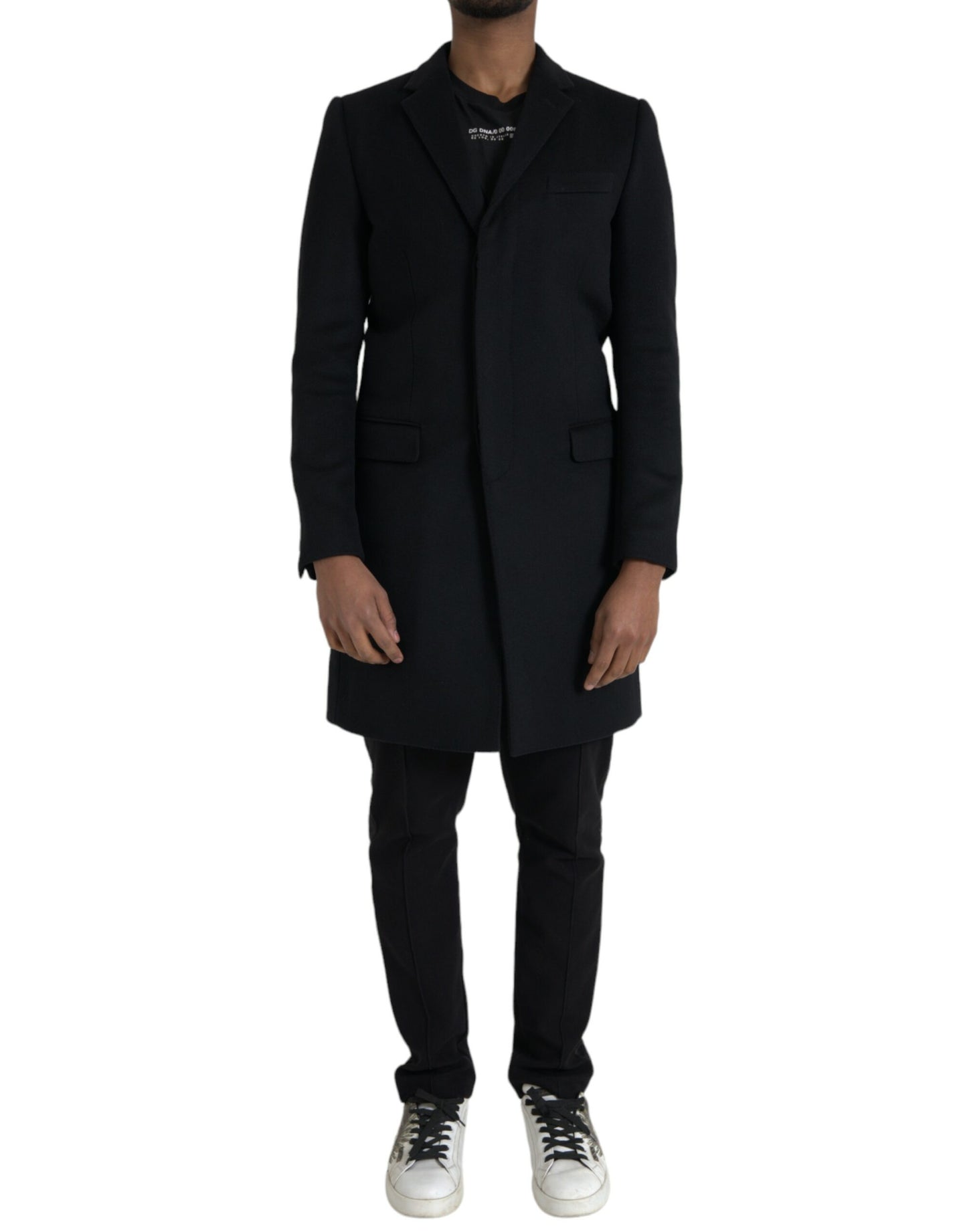 Dolce & Gabbana Men's Black Single Breasted Trench Coat Jacket