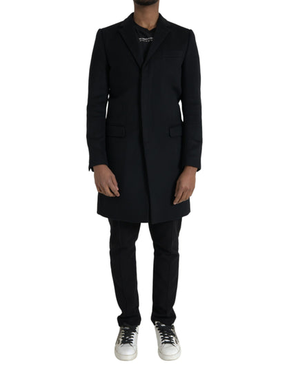 Dolce & Gabbana Men's Black Single Breasted Trench Coat Jacket
