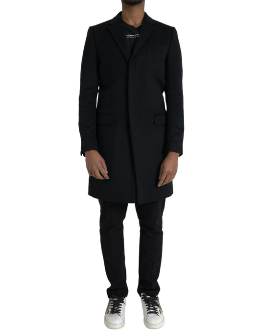 Dolce & Gabbana Men's Black Single Breasted Trench Coat Jacket
