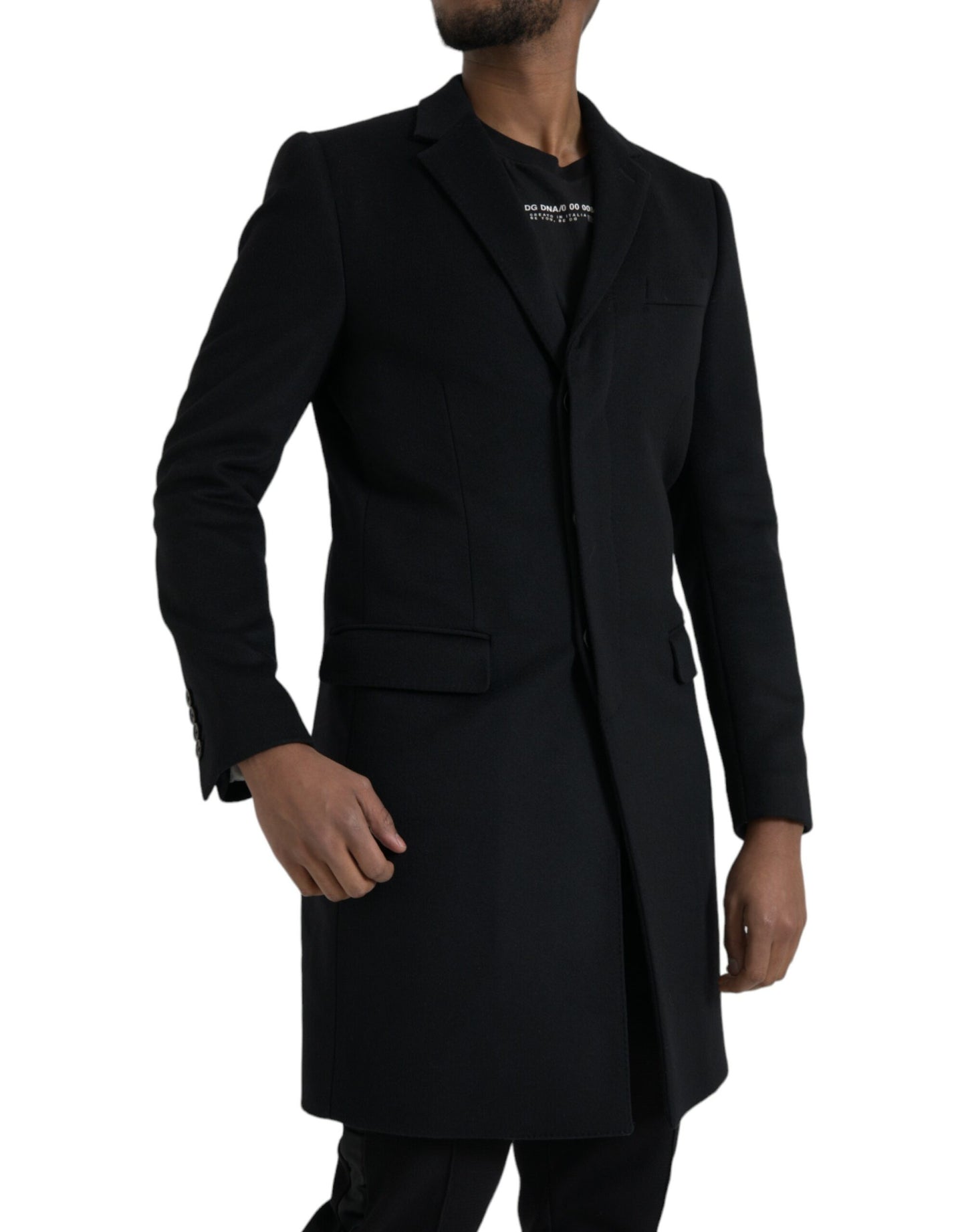 Dolce & Gabbana Men's Black Single Breasted Trench Coat Jacket