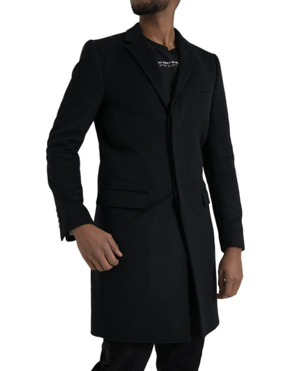 Dolce & Gabbana Men's Black Single Breasted Trench Coat Jacket