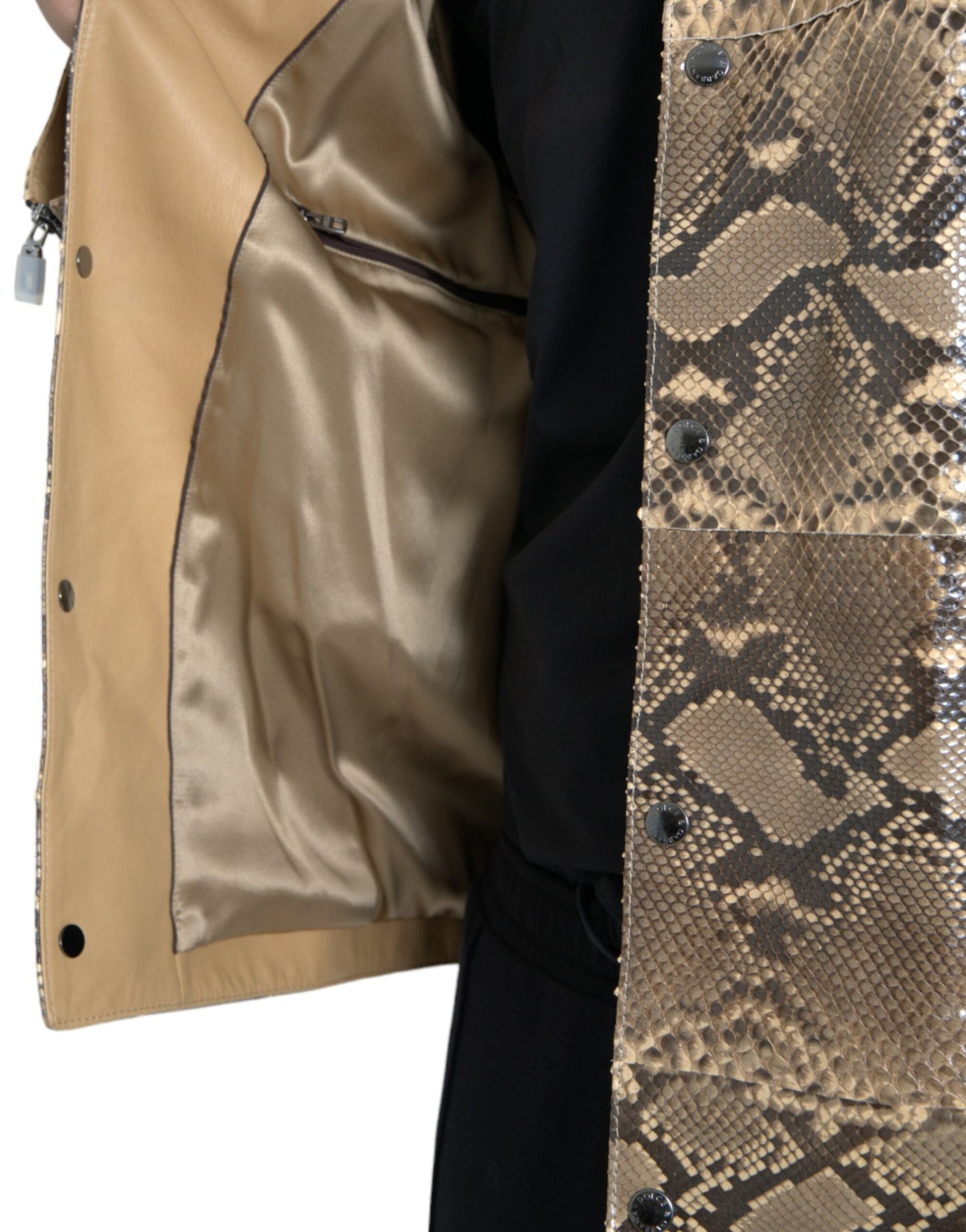 Dolce & Gabbana Men's Beige Exotic Leather Biker Blouson Jacket