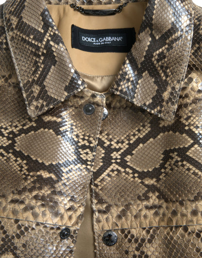 Dolce & Gabbana Men's Beige Exotic Leather Biker Blouson Jacket