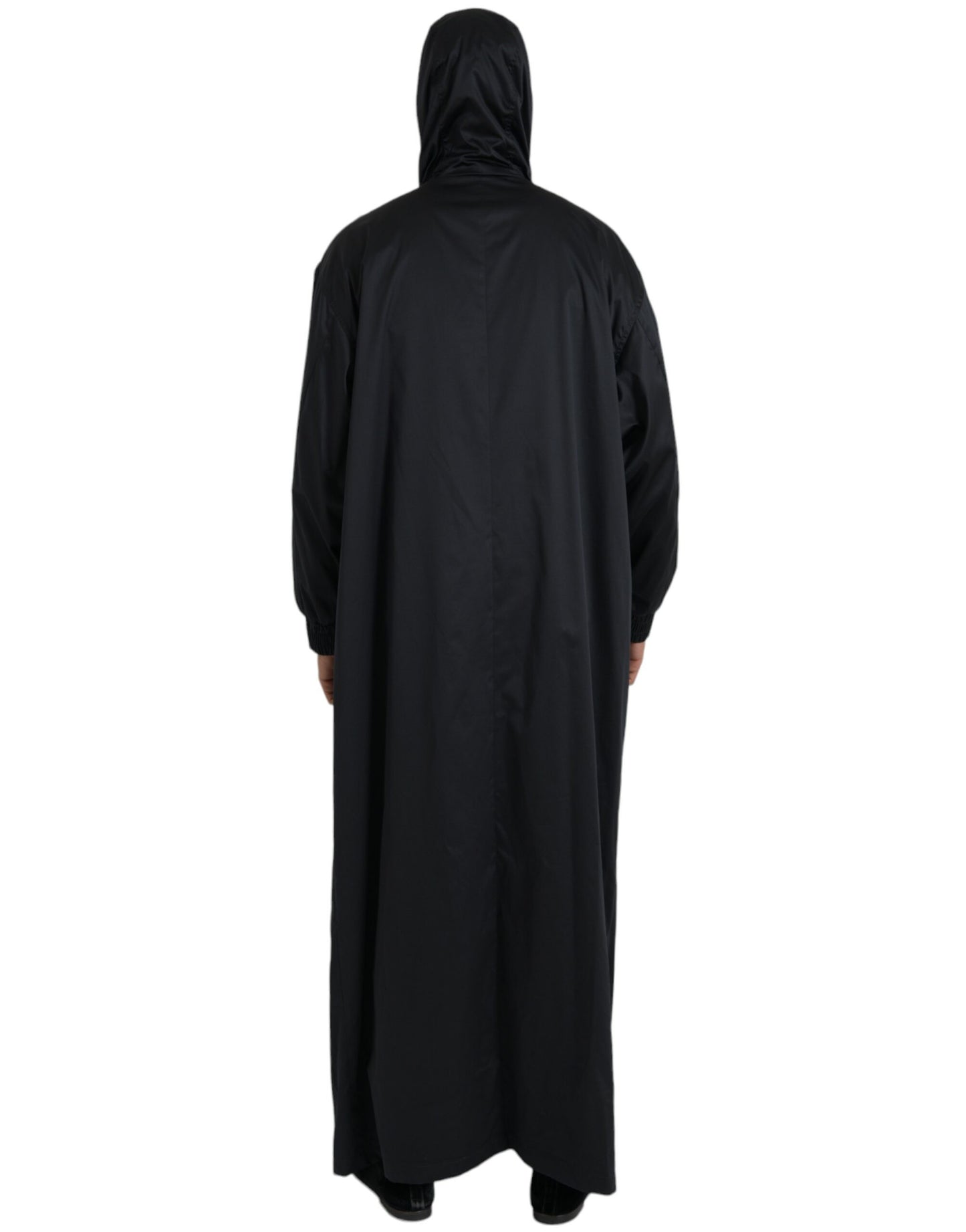 Dolce & Gabbana Men's Black Polyester Hooded Long Windbreaker Jacket