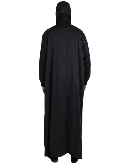 Dolce & Gabbana Men's Black Polyester Hooded Long Windbreaker Jacket