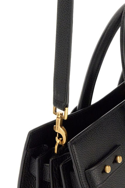 Box Handbag by Saint Laurent for women in pebbled calf leather black & print features a refined silhouette, showcasing a secure zipper, organized built-in-compartments, and versatile shoulder-strap, adjustable-strap, detachable-strap & handle for a refined finish.