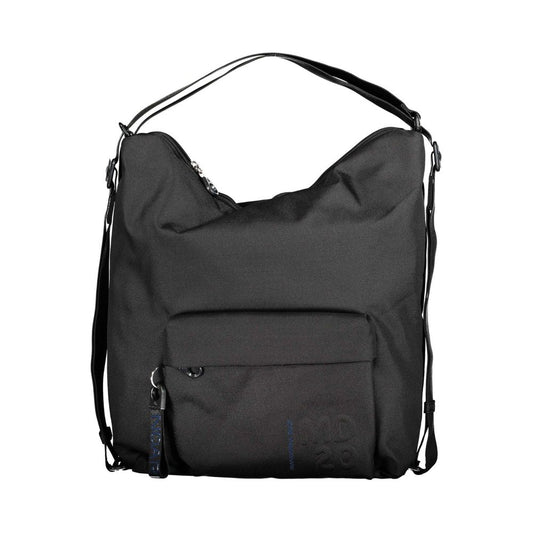 Phone Holder Convertible Handbag by Mandarina Duck for women in modal & polyester black features a polished silhouette with a secure zipper, ample external-pockets & internal-pockets, and polished shoulder-strap & adjustable-strap for a sophisticated look.