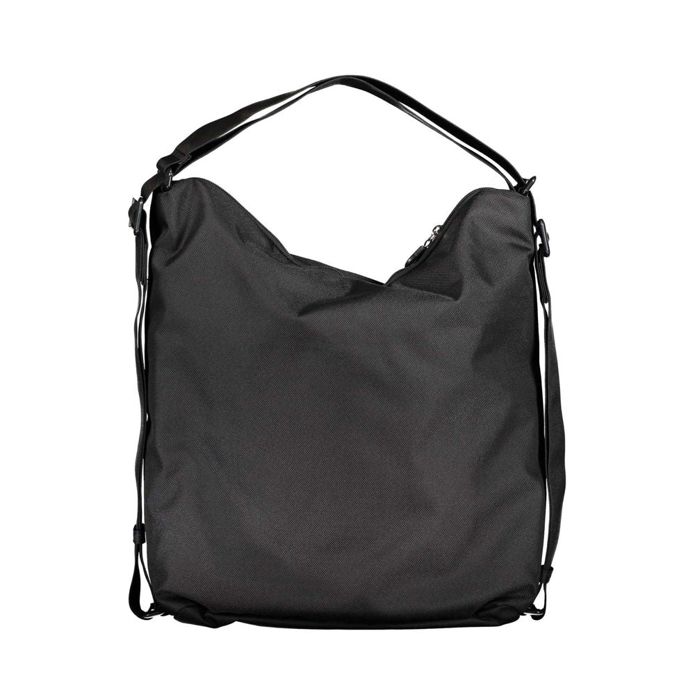 Phone Holder Convertible Handbag by Mandarina Duck for women in modal & polyester black features an exquisite silhouette, showcasing a secure zipper, ample external-pockets & internal-pockets, and versatile shoulder-strap & adjustable-strap for exquisite style.