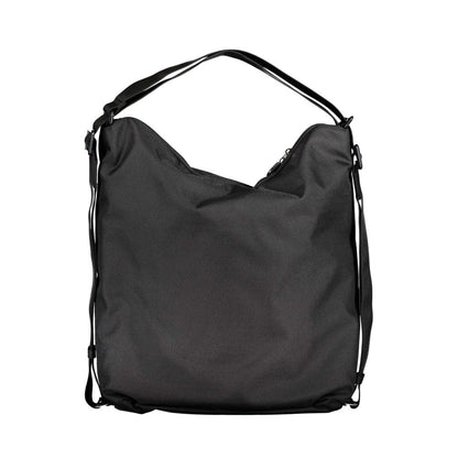Phone Holder Convertible Handbag by Mandarina Duck for women in modal & polyester black features an exquisite silhouette, showcasing a secure zipper, ample external-pockets & internal-pockets, and versatile shoulder-strap & adjustable-strap for exquisite style.
