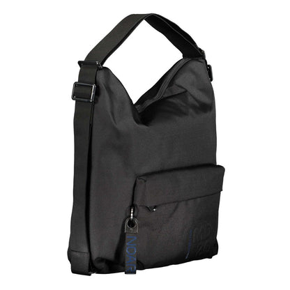 Phone Holder Convertible Handbag by Mandarina Duck for women in modal & polyester black features a exquisite silhouette with a secure zipper, ample external-pockets & internal-pockets, and versatile shoulder-strap & adjustable-strap for a exquisite look.