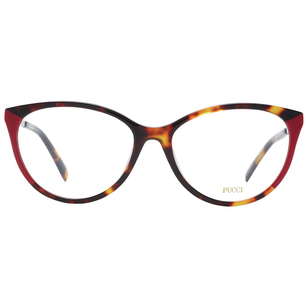 Eyeglasses Frames by Emilio Pucci for women in plastic and red showcases a refined silhouette, detailed with a red coloured frame finish and a sophisticated full-frame frame design.