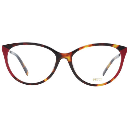 Eyeglasses Frames by Emilio Pucci for women in plastic and red showcases a refined silhouette, detailed with a red coloured frame finish and a sophisticated full-frame frame design.