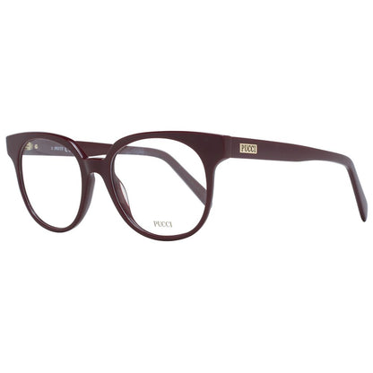Eyeglasses Frames by Emilio Pucci for women in plastic burgundy features an refined silhouette, showcasing the refined burgundy coloured frame and sophisticated full-frame frame design.
