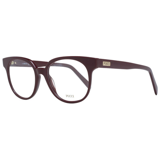 Eyeglasses Frames by Emilio Pucci for women in plastic burgundy features an refined silhouette, showcasing the refined burgundy coloured frame and sophisticated full-frame frame design.
