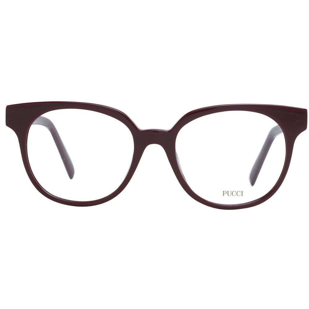Eyeglasses Frames by Emilio Pucci for women in plastic burgundy features an refined silhouette, showcasing a sophisticated burgundy coloured frame and refined full-frame frame design for a refined look.