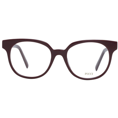 Eyeglasses Frames by Emilio Pucci for women in plastic burgundy features an refined silhouette, showcasing a sophisticated burgundy coloured frame and refined full-frame frame design for a refined look.