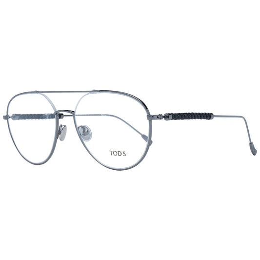 Eyeglasses Frames by Tod's for men in metal gray features a refined silhouette, showcasing a refined gunmetal coloured frame and full-frame frame design for a sophisticated, premium look.