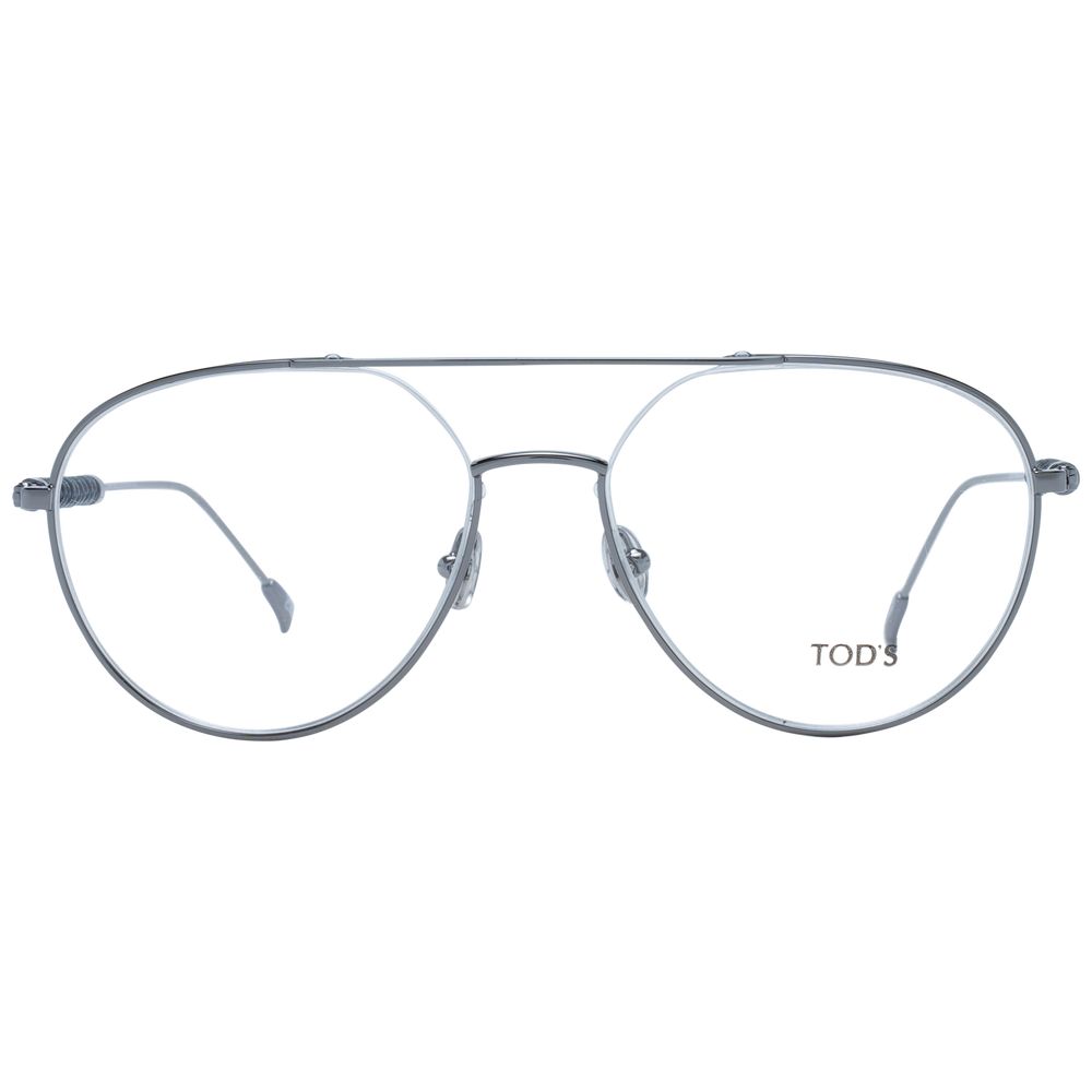 Eyeglasses Frames by Tod's for men in metal and gray showcases a refined silhouette, detailed with a gunmetal coloured frame finish and a sophisticated full-frame frame design.