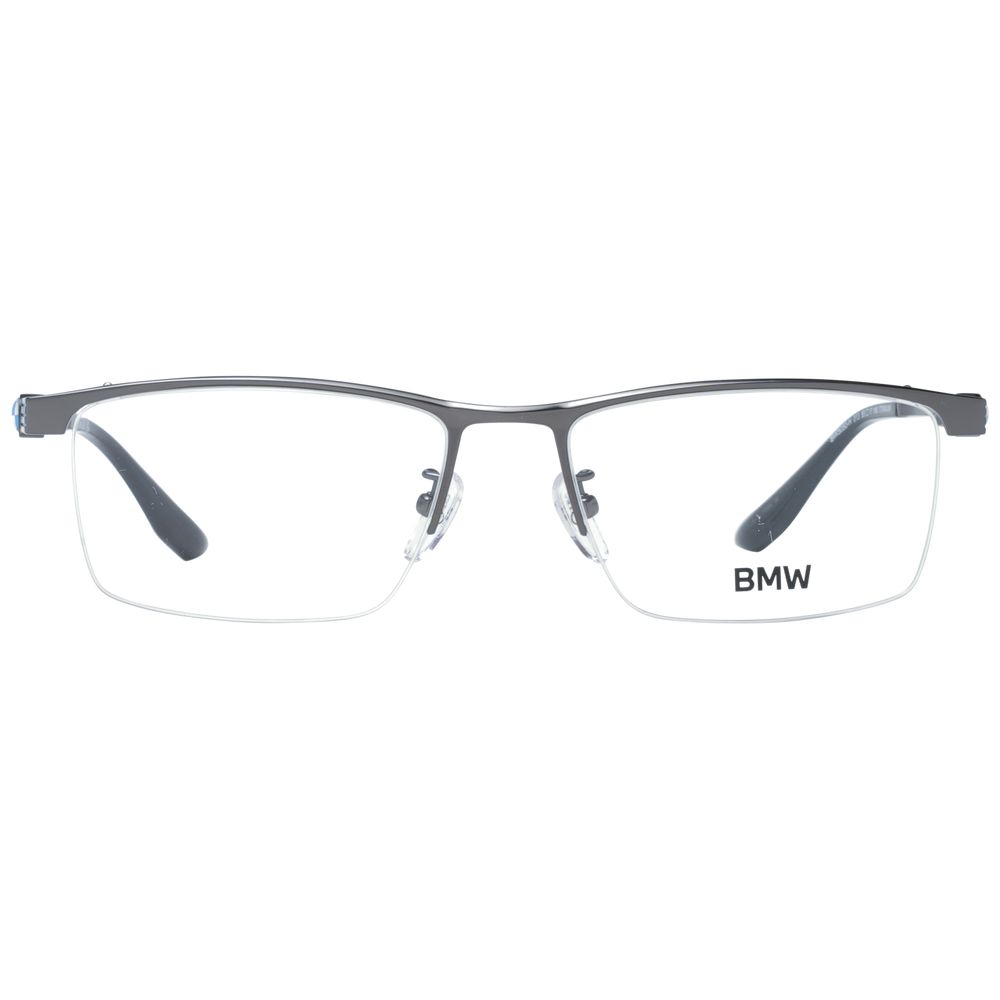 Eyeglasses Frames by BMW for men in titanium gray features an refined silhouette, showcasing a sophisticated gunmetal coloured frame and refined half-frame frame design for a refined look.