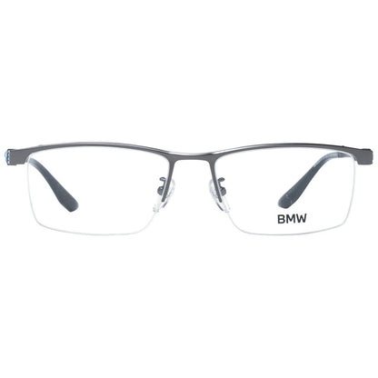 Eyeglasses Frames by BMW for men in titanium gray features an refined silhouette, showcasing a sophisticated gunmetal coloured frame and refined half-frame frame design for a refined look.