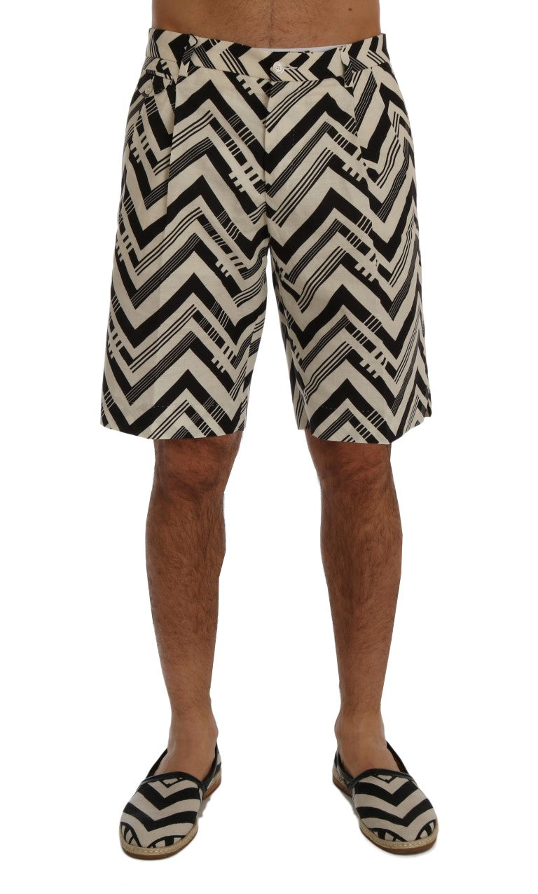 Dolce & Gabbana Striped Black & White Casual Knee-High Shorts