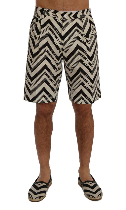 Dolce & Gabbana Striped Black & White Casual Knee-High Shorts