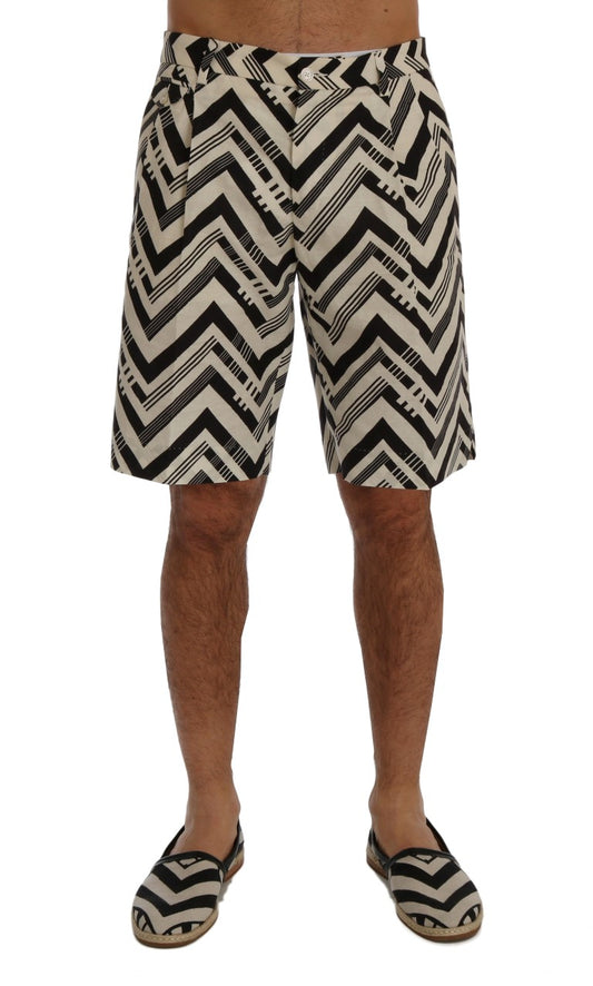 Dolce & Gabbana Striped Black & White Casual Knee-High Shorts