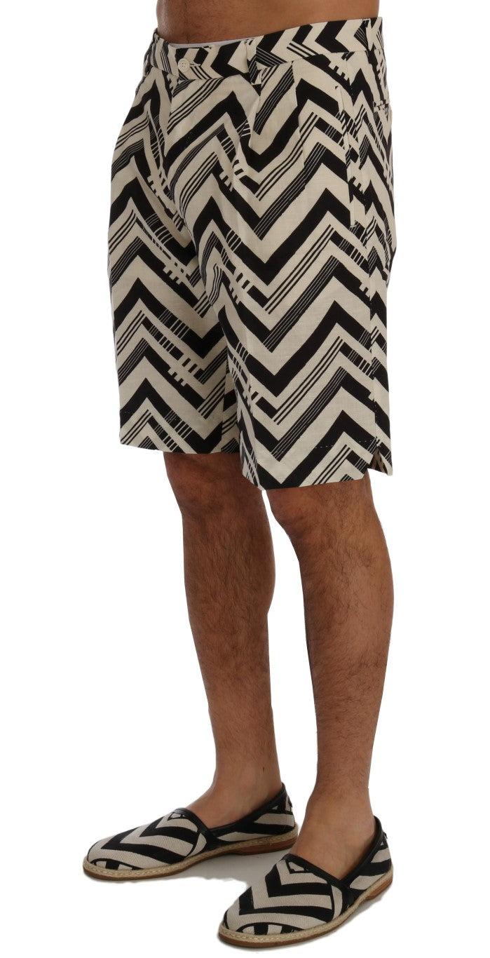 Dolce & Gabbana Striped Black & White Casual Knee-High Shorts