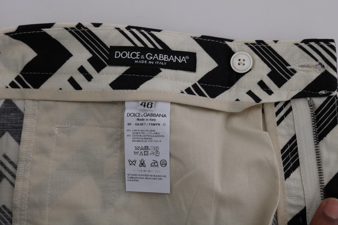 Dolce & Gabbana Striped Black & White Casual Knee-High Shorts
