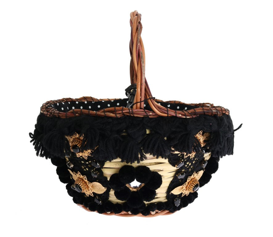 This Compact Bucket Tote Bag by Dolce & Gabbana for women in croc skin leather beige, black, gold, multicolor, white, dots & print features an jet-set Agnese Croc Skin Leather Compact Bucket Tote Bag design with a secure , ample , and jet-set detachable-strap & handle.