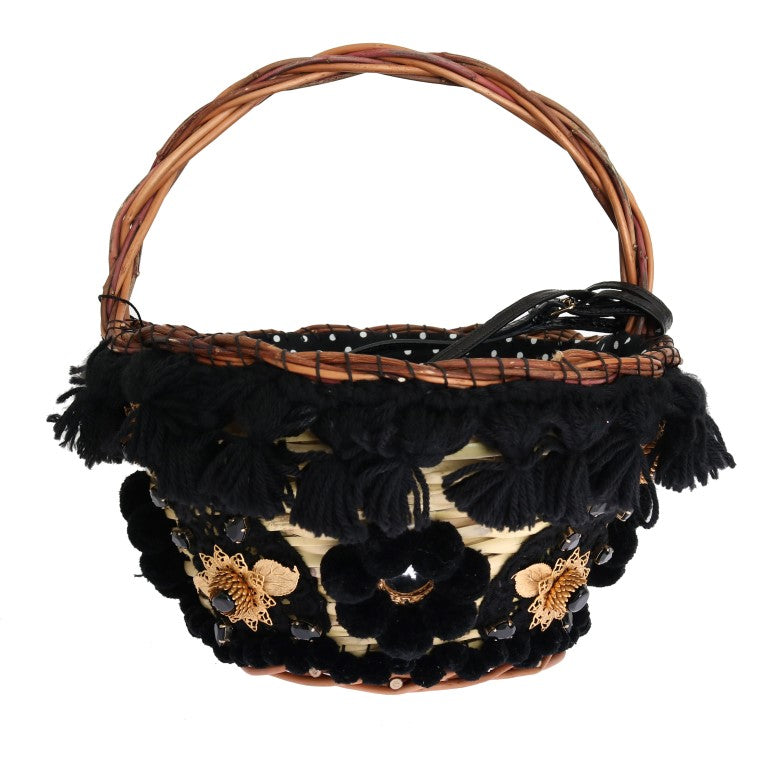 Compact Bucket Tote Bag by Dolce & Gabbana for women in croc skin leather beige, black, gold, multicolor, white, dots & print features an jet-set Agnese Croc Skin Leather Compact Bucket Tote Bag design with a secure , ample , and versatile detachable-strap & handle for an jet-set finish.