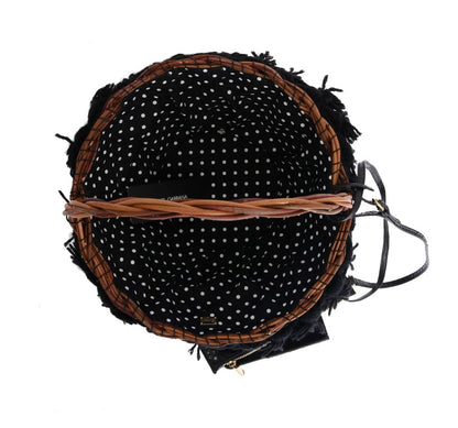 Compact Bucket Tote Bag by Dolce & Gabbana for women in croc skin leather beige, black, gold, multicolor, white, dots & print features an jet-setting Agnese Croc Skin Leather Compact Bucket Tote Bag design with a secure , jet-setting , and versatile detachable-strap & handle for a jet-setting look.