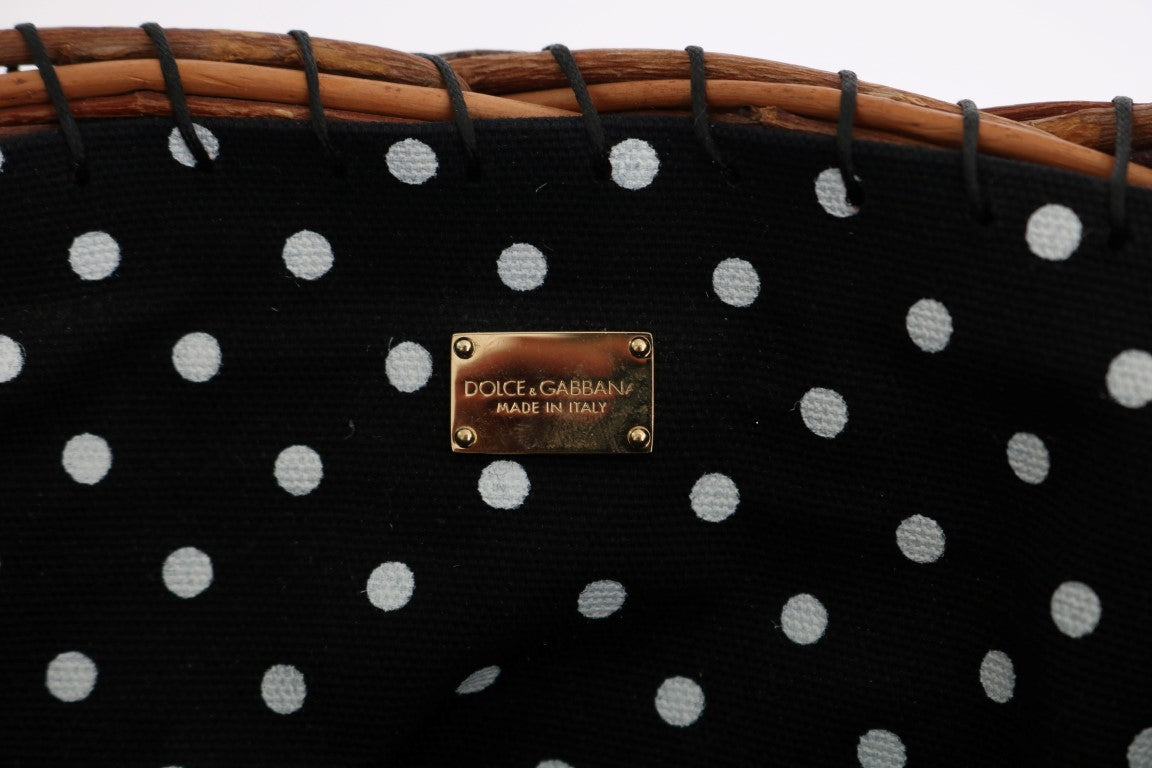 Compact Bucket Tote Bag by Dolce & Gabbana for women in croc skin leather beige, black, gold, multicolor, white, dots & print features a jet-set sophisticated Agnese Croc Skin Leather Compact Bucket Tote Bag design with a secure , ample , and versatile detachable-strap & handle for a jet-set sophisticated finish.