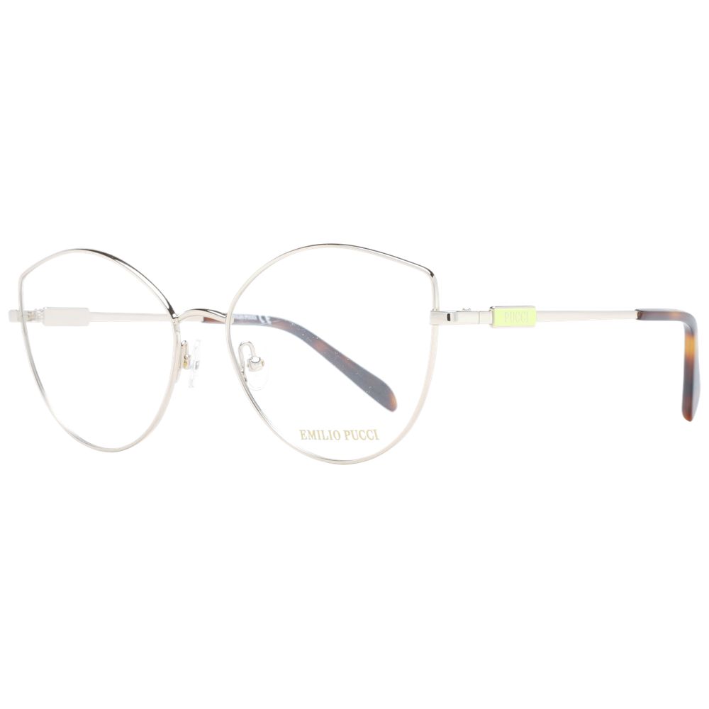 Eyeglasses Frames by Emilio Pucci for women in metal and silver showcases an refined full-frame frame design featuring a sophisticated silver coloured frame for an refined and refined aesthetic.