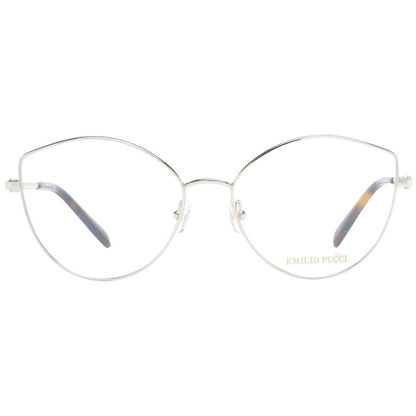 Eyeglasses Frames by Emilio Pucci for women in metal silver features an refined silhouette, showcasing a sophisticated silver coloured frame and refined full-frame frame design for a refined look.