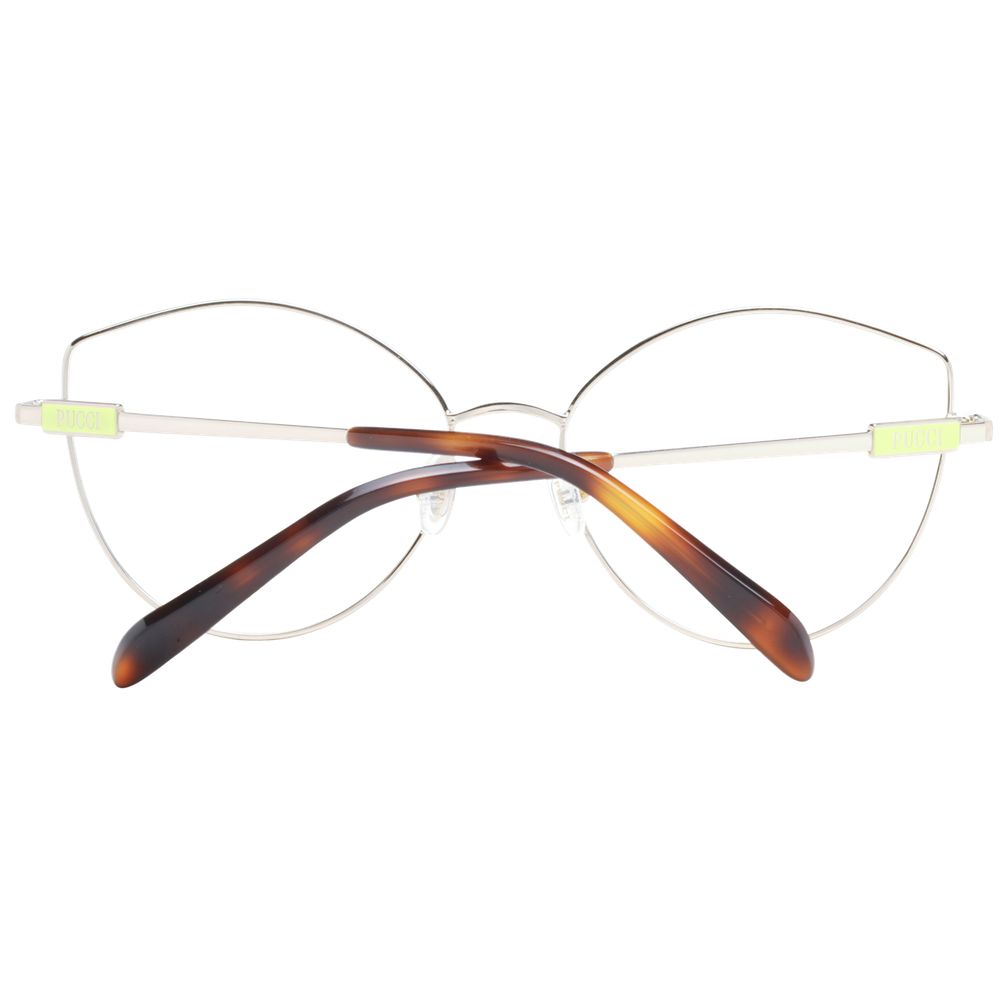 Eyeglasses Frames by Emilio Pucci for women in metal silver features an refined silhouette, showcasing the refined silver coloured frame and sophisticated full-frame frame design.
